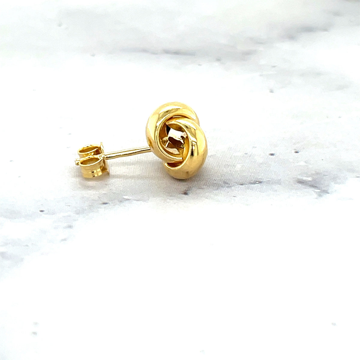 Love Knot Stud Earrings, 14K Yellow Gold, 7mm & 9mm, Secure Push Back