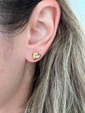 Love Knot Stud Earrings, 14K Yellow Gold, 7mm & 9mm, Secure Push Back