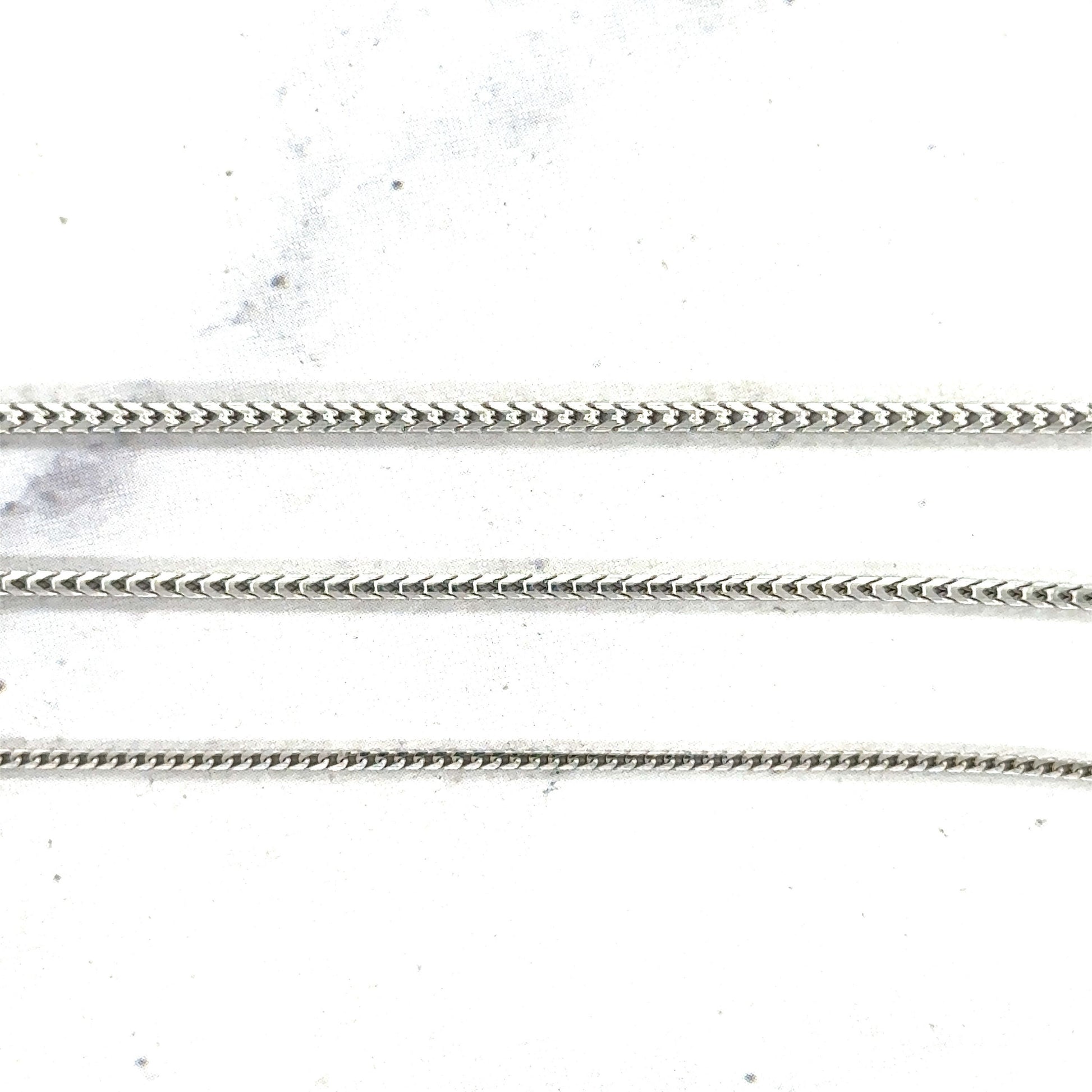 Solid 14K White Gold Franco Necklace, 16" 18" 20" 24" Chain, Women