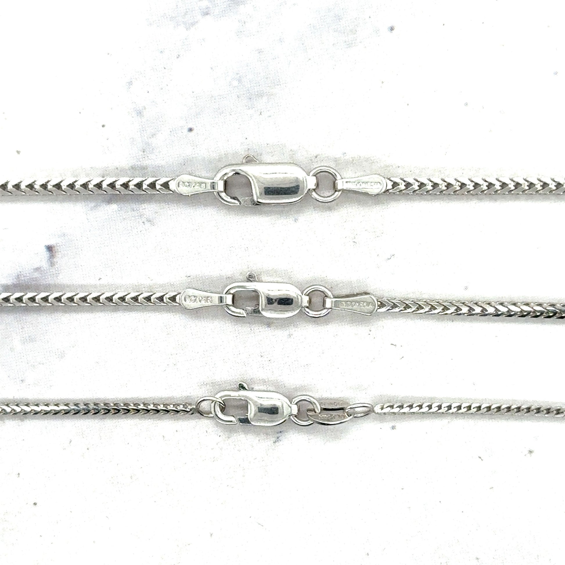 Solid 14K White Gold Franco Necklace, 16" 18" 20" 24" Chain, Women