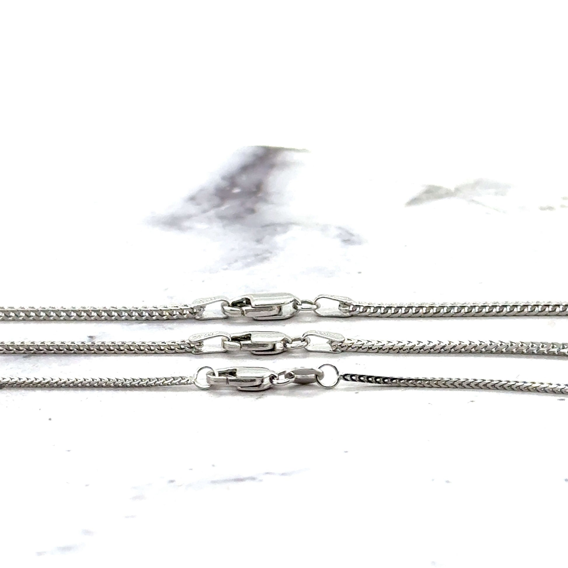 Solid 14K White Gold Franco Necklace, 16" 18" 20" 24" Chain, Women