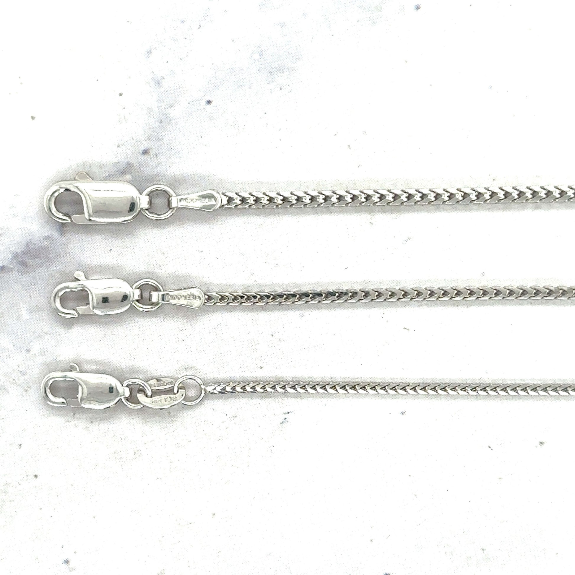 Solid 14K White Gold Franco Necklace, 16" 18" 20" 24" Chain, Women