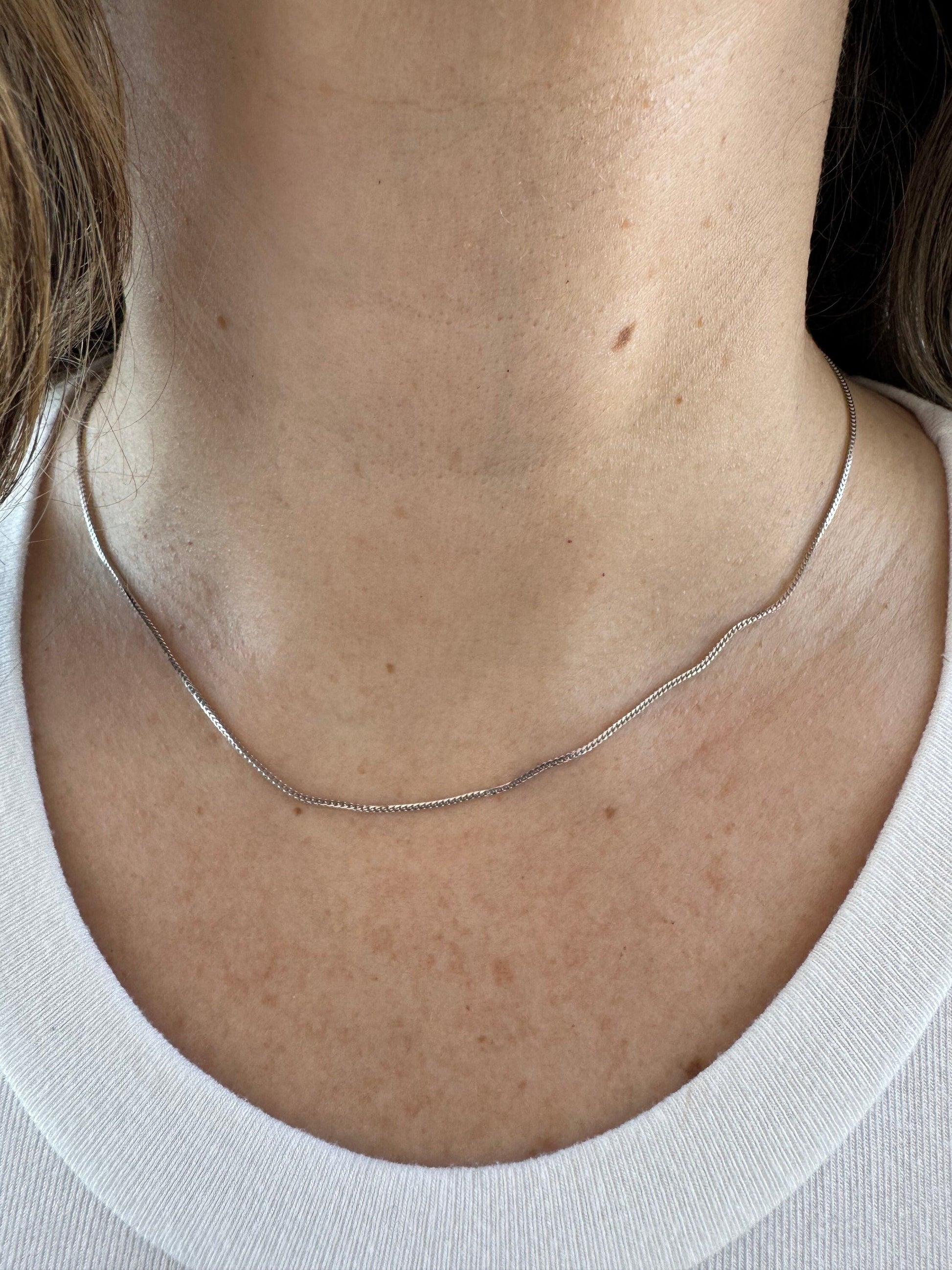Solid 14K White Gold Franco Necklace, 16" 18" 20" 24" Chain, Women