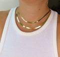 14K Solid Yellow Gold Herringbone Chain Necklace, 16