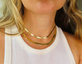 14K Solid Yellow Gold Herringbone Chain Necklace, 16