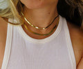 14K Solid Yellow Gold Herringbone Chain Necklace, 16