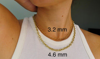 14K Gold 3.2mm 4.6mm Oval Rolo Necklace, Gold Rolo Chain, Belcher Chain, Minimalist Fine Jewelry, Chunky Chain, Aesthetic Jewelry, Womens