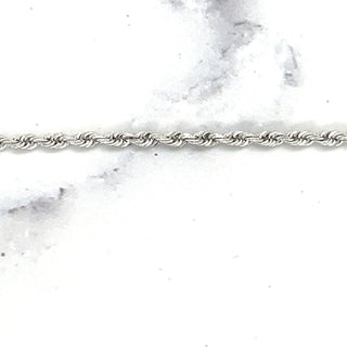 14K Solid White Gold 8 inch Diamond Cut Royal Rope Chain 3mm wide