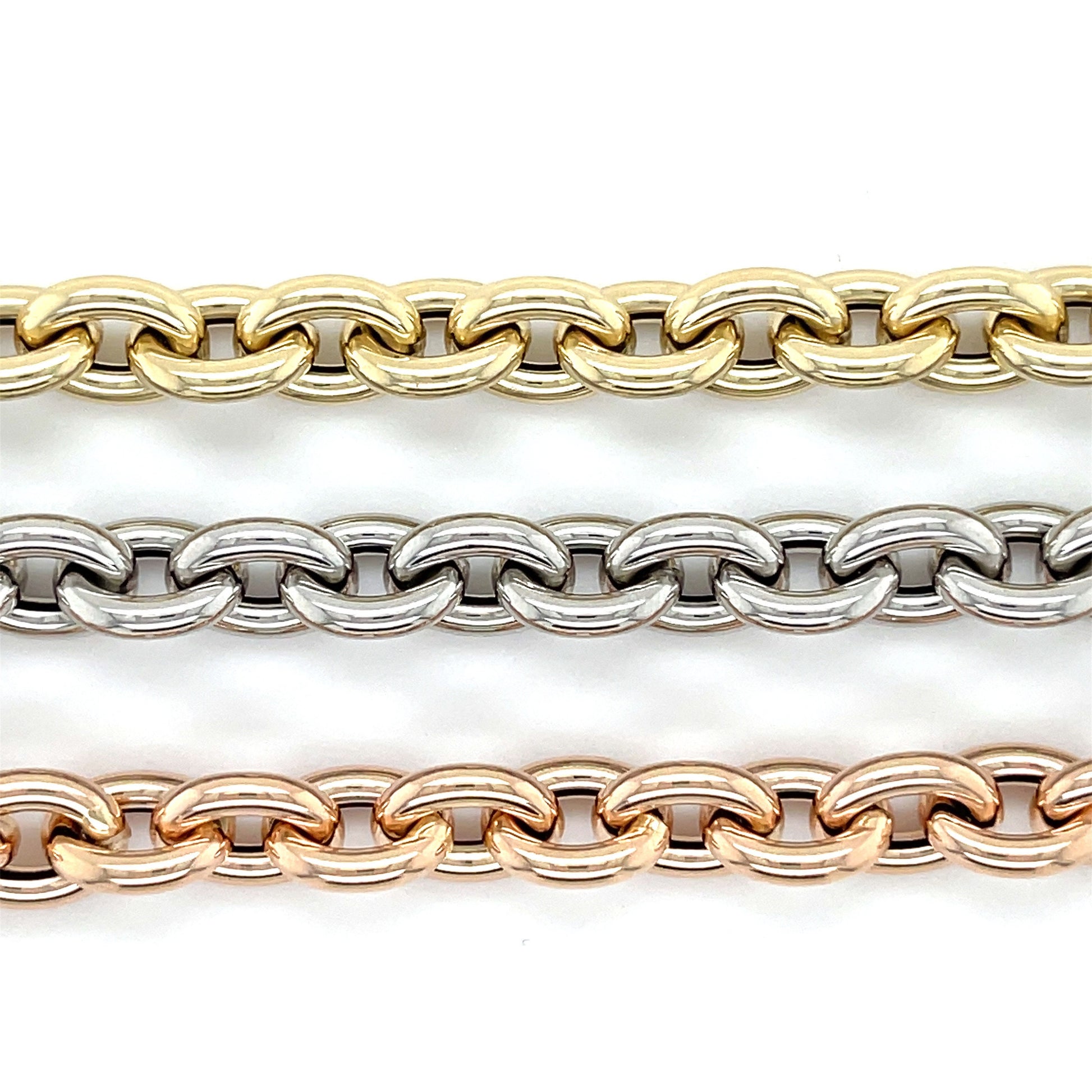 14K Yellow Gold 7.5 inch Polished Oval Link Bracelet 8.5mm Wide, Chunky Bracelet, Real Gold Bracelet, Women