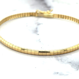 14K Solid 3mm Yellow Gold Classic Omega Chain Bracelet, 7 inch, Real Gold Bracelet, Women