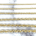 14K Yellow Gold Diamond Cut Rope Chain, 16