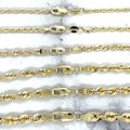 14K Yellow Gold Diamond Cut Rope Chain, 16