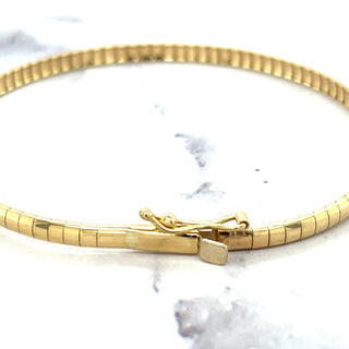 14K Solid 3mm Yellow Gold Classic Omega Chain Bracelet, 7 inch, Real Gold Bracelet, Women