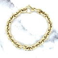 14K Yellow Gold 7.5 inch Polished Oval Link Bracelet 8.5mm Wide, Chunky Bracelet, Real Gold Bracelet, Women