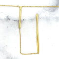 14K Yellow Gold 17 inch Sculptural Bar Lariat Chain Y-Necklace