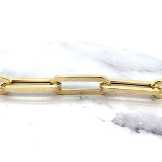 14K Yellow Gold 18 inch Long Lite Paperclip Rectangle Long Link Chain 10mm Wide, Big Look, Real Gold Chain