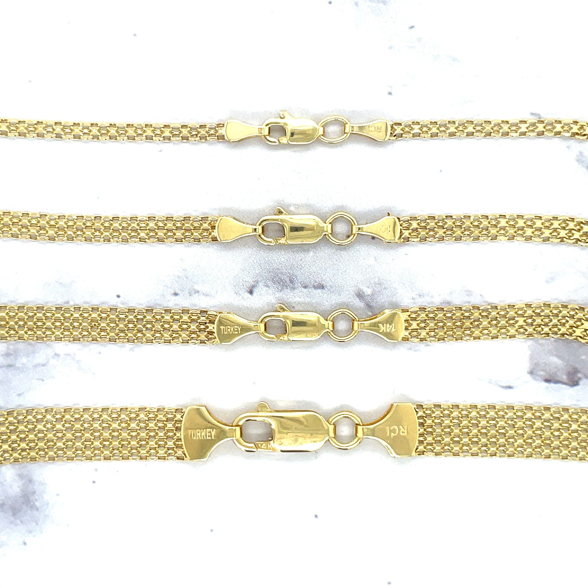 14K Yellow Gold Bismark Chain Necklace 16" 18" 20" Inch 2.5MM 3.5MM 4.7MM 7MM Thick with Lobster Clasp, Real Gold Chain, Women