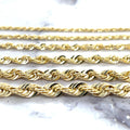 14K Yellow Gold Diamond Cut Rope Chain, 16