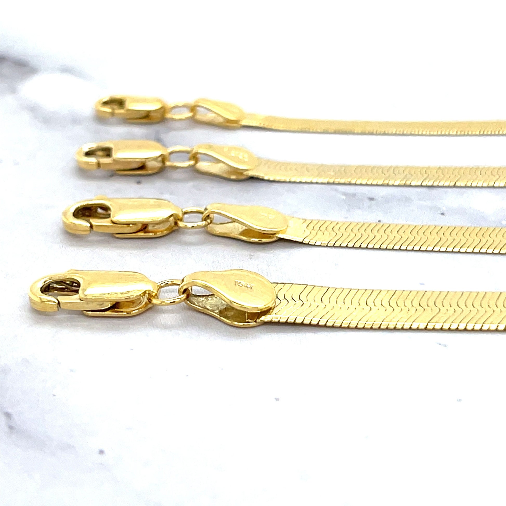 14K Solid Yellow Gold 7" 8" Inch Herringbone Bracelet, 3mm 4mm 5mm 6mm Wide, Lobster Clasp, Real Gold Bracelet, Women