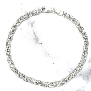 Solid 14K White Gold 3.5mm Braided Fox Chain Bracelet, 7" Real Gold Bracelet, Foxtail Bracelet, Women