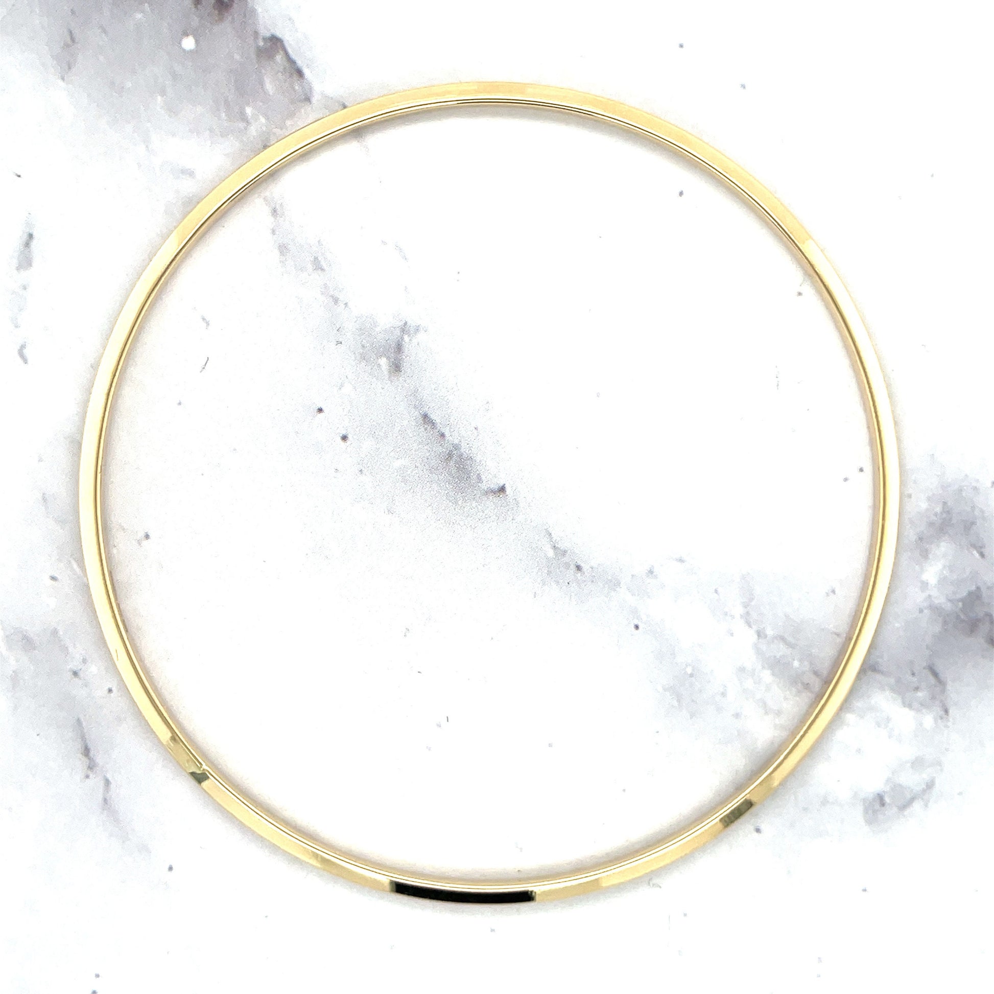 14K Yellow Gold 8" Knife Concave Edge Bangle, 2.75mm Wide, Real Gold Bangle, White Gold, Rose Gold, Women Bracelet