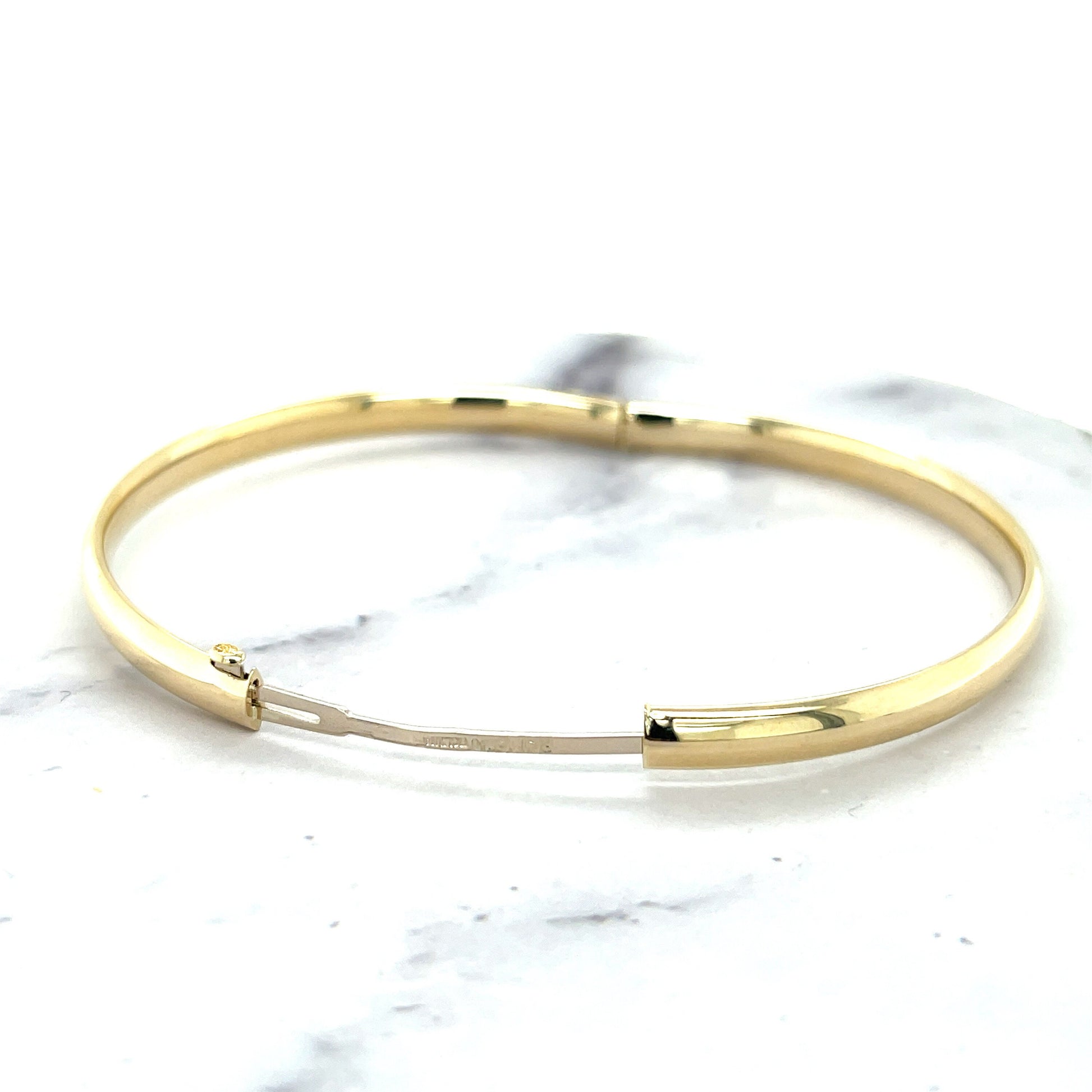 14K Gold 7" 8" Inch Polished Stackable Bangle Bracelet, 5mm Wide, Yellow Gold, White Gold, Rose Gold, Real Gold Bangle, Women