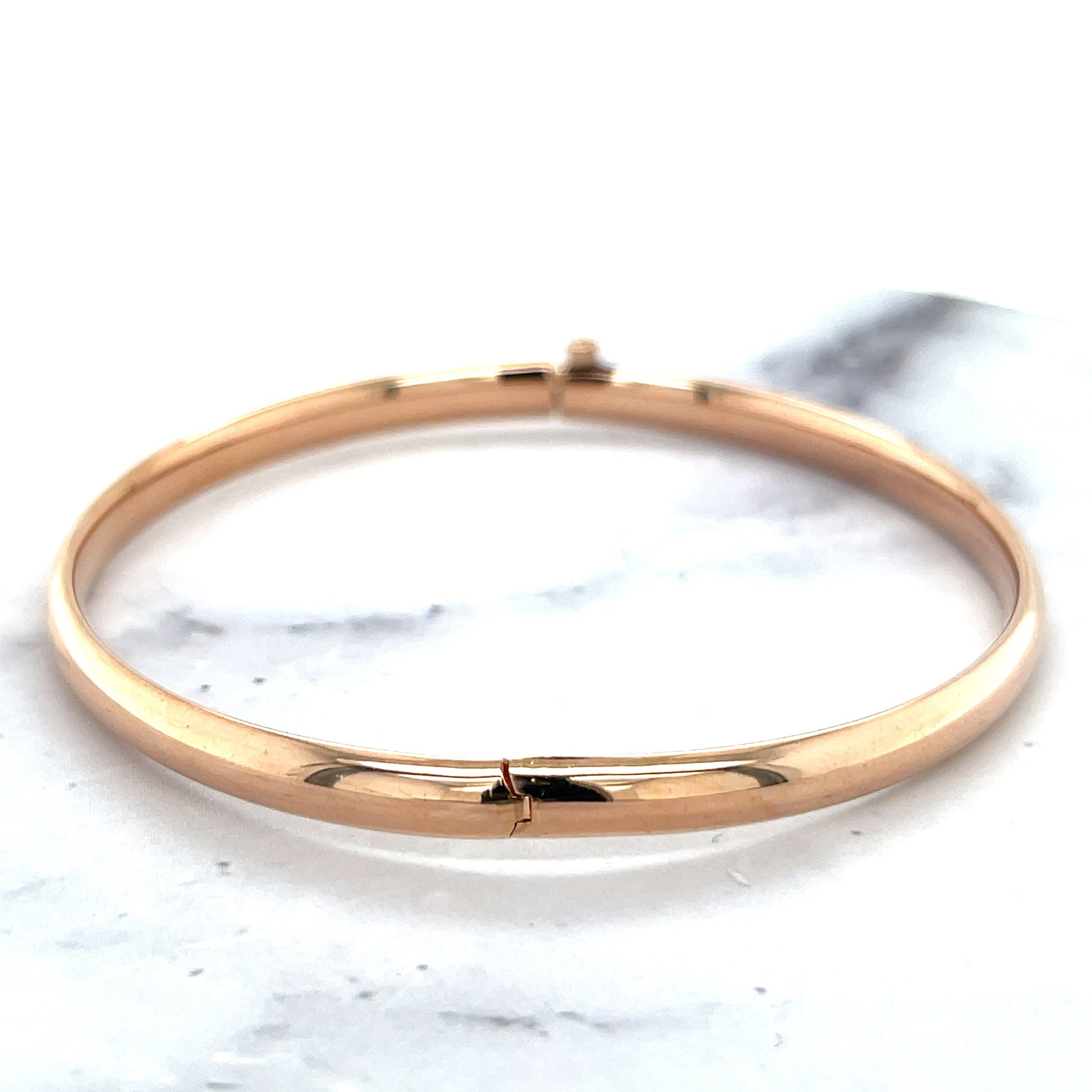 14K Gold 7" 8" Inch Polished Stackable Bangle Bracelet, 5mm Wide, Yellow Gold, White Gold, Rose Gold, Real Gold Bangle, Women