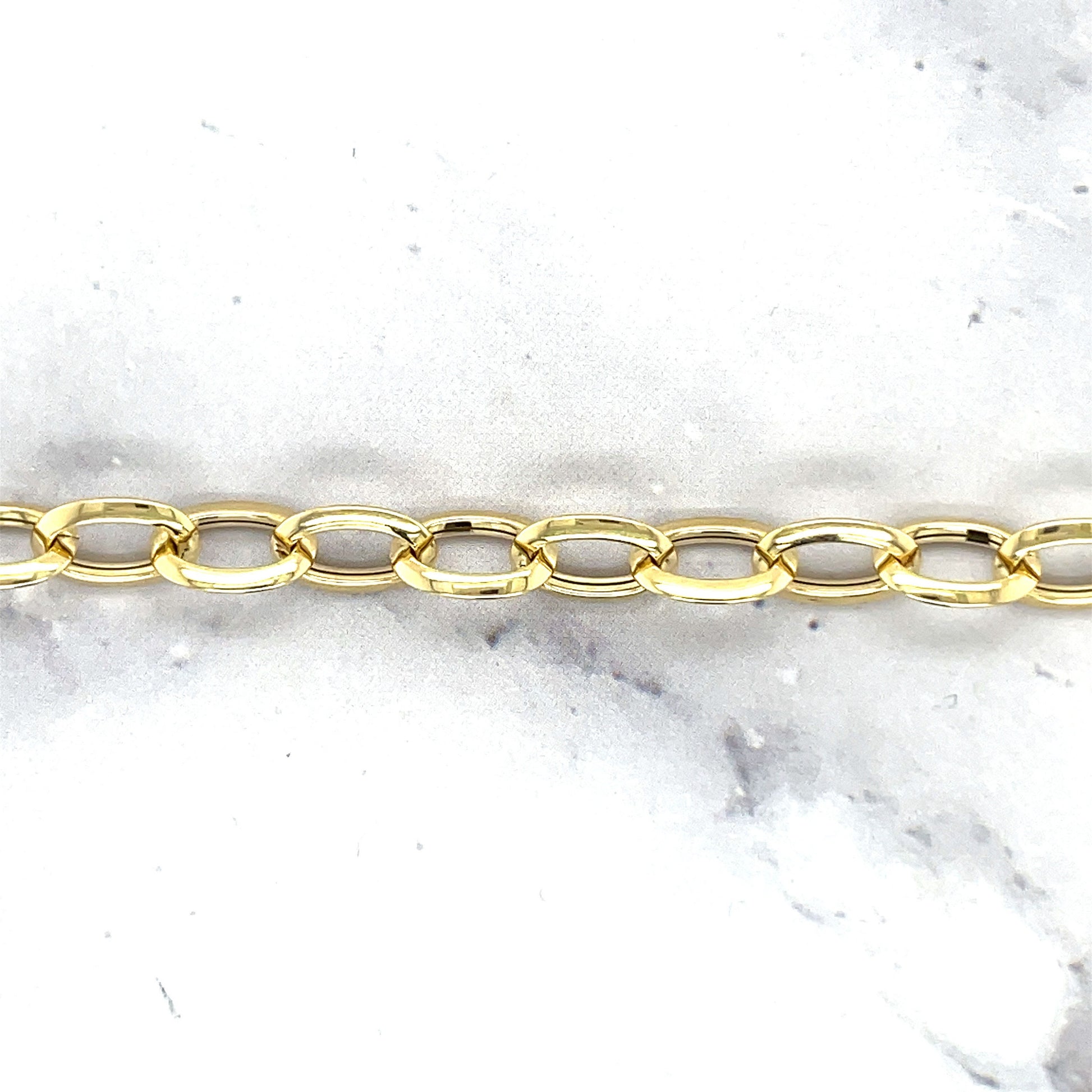 14K Yellow Gold 18 inch Mini Oval Cable Link Chain Necklace 5mm Wide, Real Gold Chain, Oval Chain, Woman