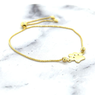 14K Yellow Gold 9.25 Inch Adjustable Paw Print Friendship Bolo Bracelet , 1.1mm Wide