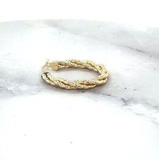 14K Yellow Gold 20x14mm Small Twisted Textured Oval Hoop Earring, 3.2mm Thick ,Real Gold Hoop Earrings Gift for her