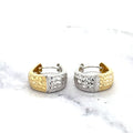 14K Two-Tone Yellow & White Gold 20x15mm Chunky Reversible Oval Huggie Earring, 5mm Thick ,Real Gold Hoop Earrings Gift for her