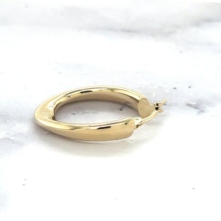 14K Yellow Gold 5x20mm Graduated Oval Hoop Earring ,Real Gold Earrings, Women Classic Hoops