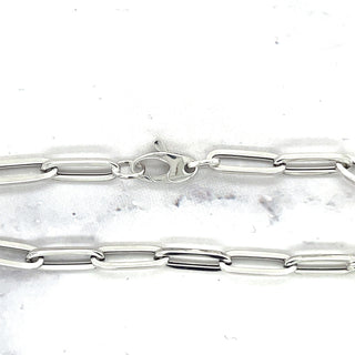 14K White Gold 7.5" Lite Paperclip Link Chain Bracelet 4.2mm Wide, Real Gold Paperclip Bracelet, Trendy Bracelet, Women