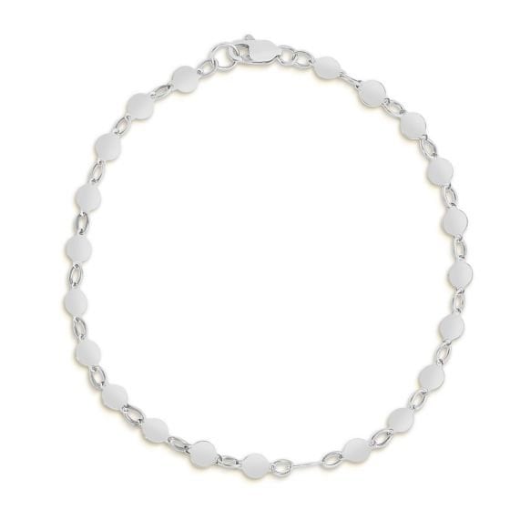 14K White Gold Mirror Bracelet, 7" Length, 4mm Width, Dainty Bracelet, Real Gold Bracelet, Women