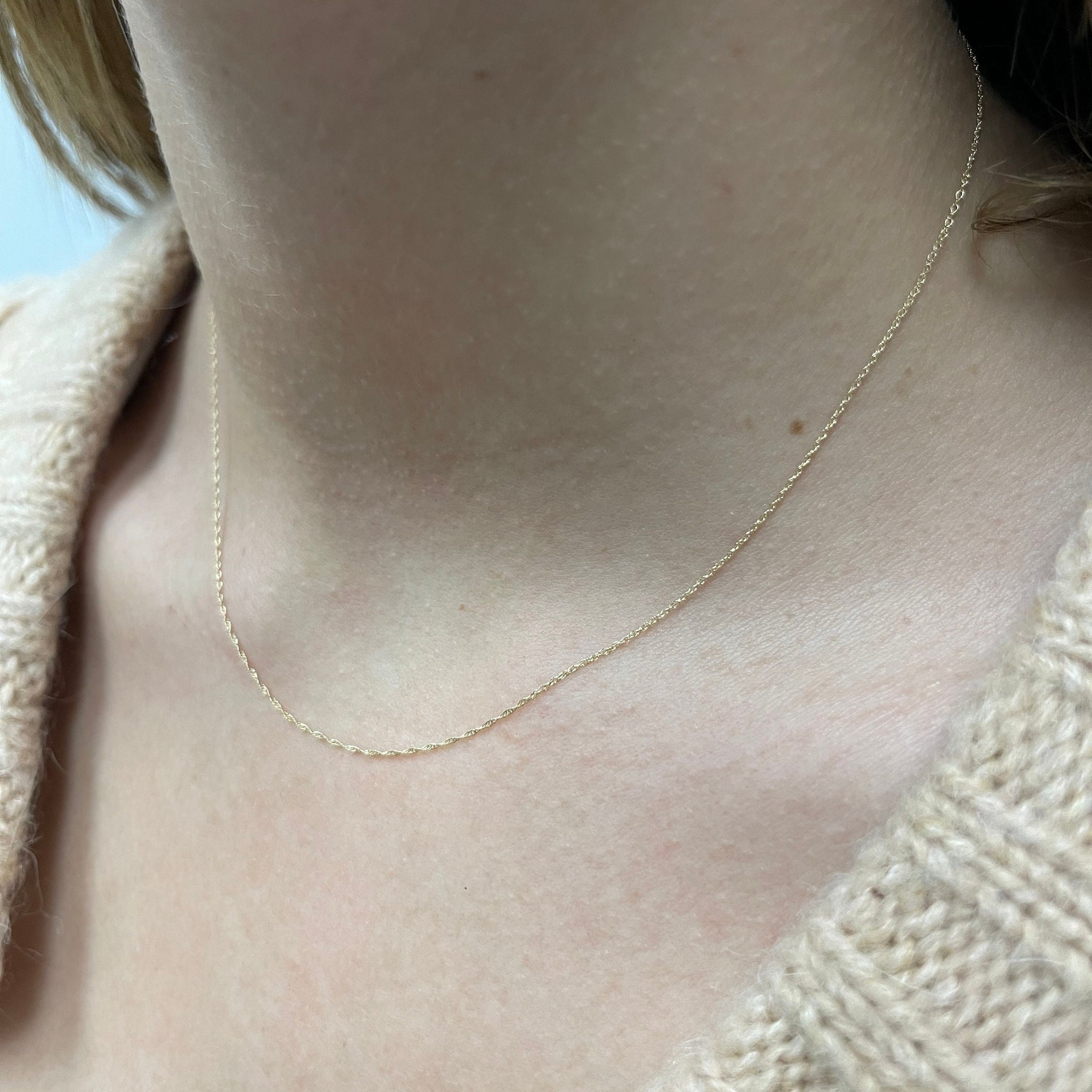 Solid 14K Gold 16" 18" 20" Basic Delicate Rope Chain, 0.95mm Wide, Real Gold Chain, Dainty Chain, Yellow Gold, White Gold, Rose Gold, Women