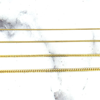 Solid 14K Yellow Gold Curb Gourmette Chain, 1mm 1.4mm 2.2mm 2.8mm Wide, 16" 18" 20" 22" 24" 30" Inch, Gourmette Necklace, Real Gold Chain