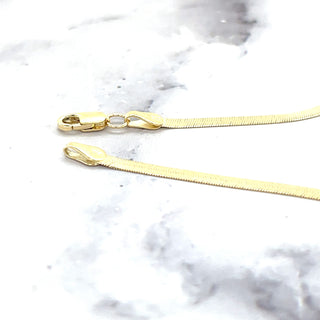 14K Solid Yellow Gold 14" 16" 18" 20" 24" Inch Herringbone Chain Necklace, 3mm Wide, Real Gold Chain, Women Necklace