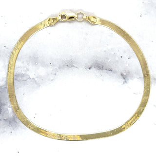 14K Solid Yellow Gold 7" 8" Inch Herringbone Bracelet, 3mm Wide