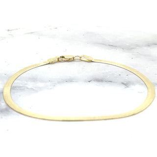 14K Solid Yellow Gold 7" 8" Inch Herringbone Bracelet, 3mm Wide