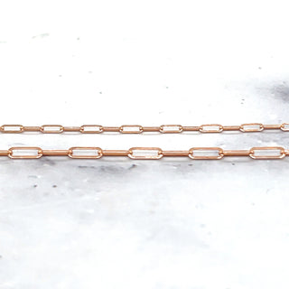 Solid 14K Rose Gold 16" 18" 20" 24" Inch Paperclip Link Chain Necklace, 1.5mm 2.1mm Wide, Solid Gold, Real Gold