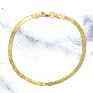 14K Solid Yellow Gold 7" 8" Inch Herringbone Bracelet, 3mm 4mm 5mm 6mm Wide, Lobster Clasp, Real Gold Bracelet, Women