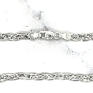 Solid 14K White Gold 3.5mm Braided Fox Chain Bracelet, 7" Real Gold Bracelet, Foxtail Bracelet, Women