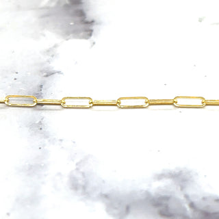 Solid 14K Yellow Gold 7 Inch Paperclip Link Chain Bracelet, 2.5mm Wide