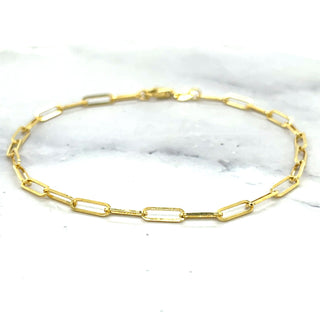 Solid 14K Yellow Gold 7 Inch Paperclip Link Chain Bracelet, 2.5mm Wide