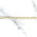 Solid 14K Yellow Gold 7 Inch Alternating Paperclip Link Chain Bracelet, 2.8mm Wide