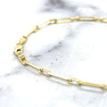 Solid 14K Yellow Gold 7 Inch Alternating Paperclip Link Chain Bracelet, 2.8mm Wide