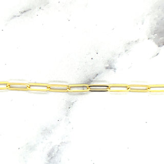 Solid 14K Yellow Gold 7.25 Inch Paperclip Link Chain Bracelet, 3.5mm Wide