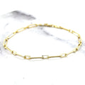 Solid 14K Yellow Gold 7 Inch Alternating Paperclip Link Chain Bracelet, 2.8mm Wide