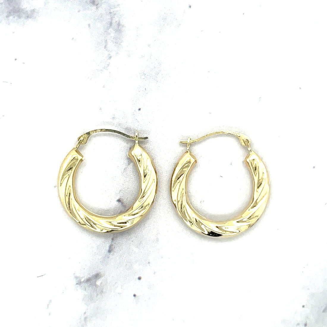 14K Yellow Gold 12mm Lightweight Twisted Round Hoop Earring, 2mm Thick ,Real Gold Hoop Earrings Gift for her