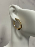 14K Yellow Gold 5x20mm Graduated Oval Hoop Earring ,Real Gold Earrings, Women Classic Hoops